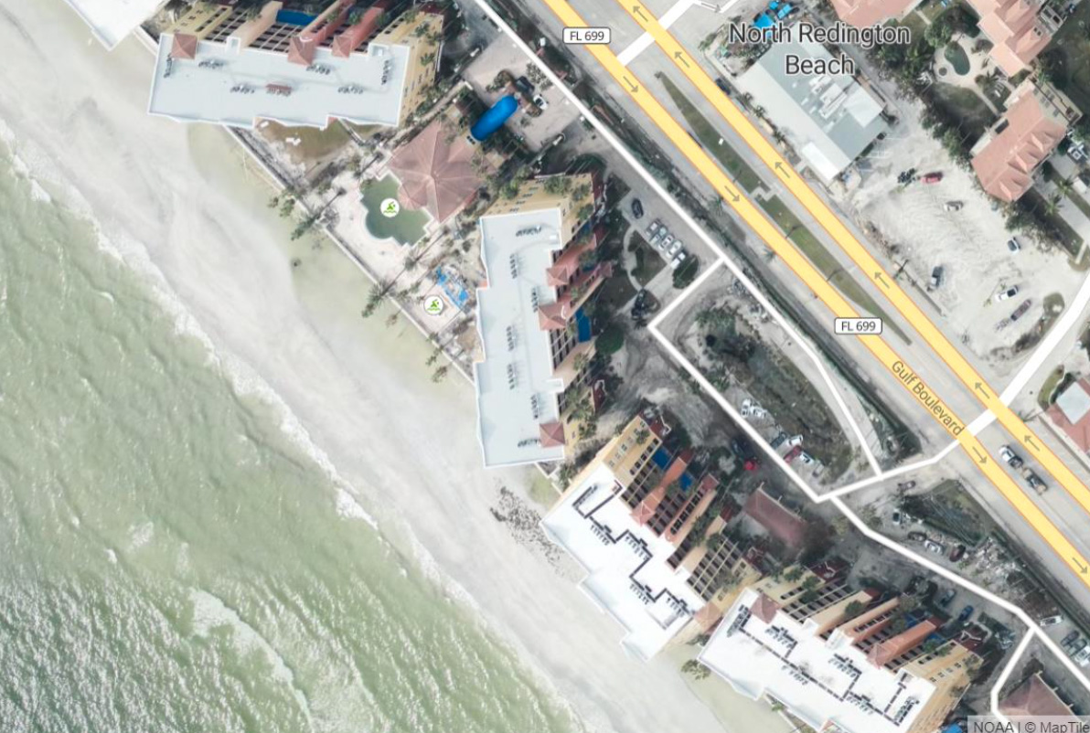 after satellite image of beach